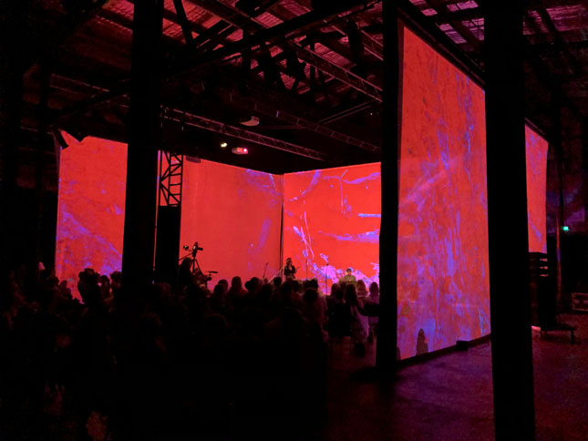 projection installation of Sonic Earth at the Tanls Arts Centre 2019